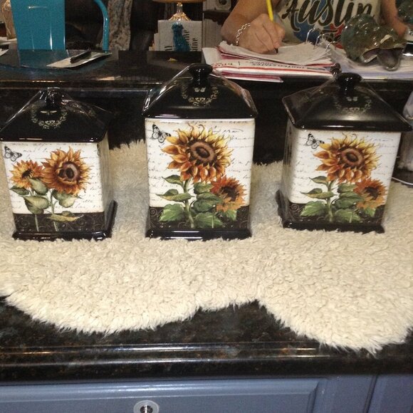 VINTAGE French Sunflower Set/Certified Int'l. Classic, French Flair; Kitchencore - Picture 4 of 6